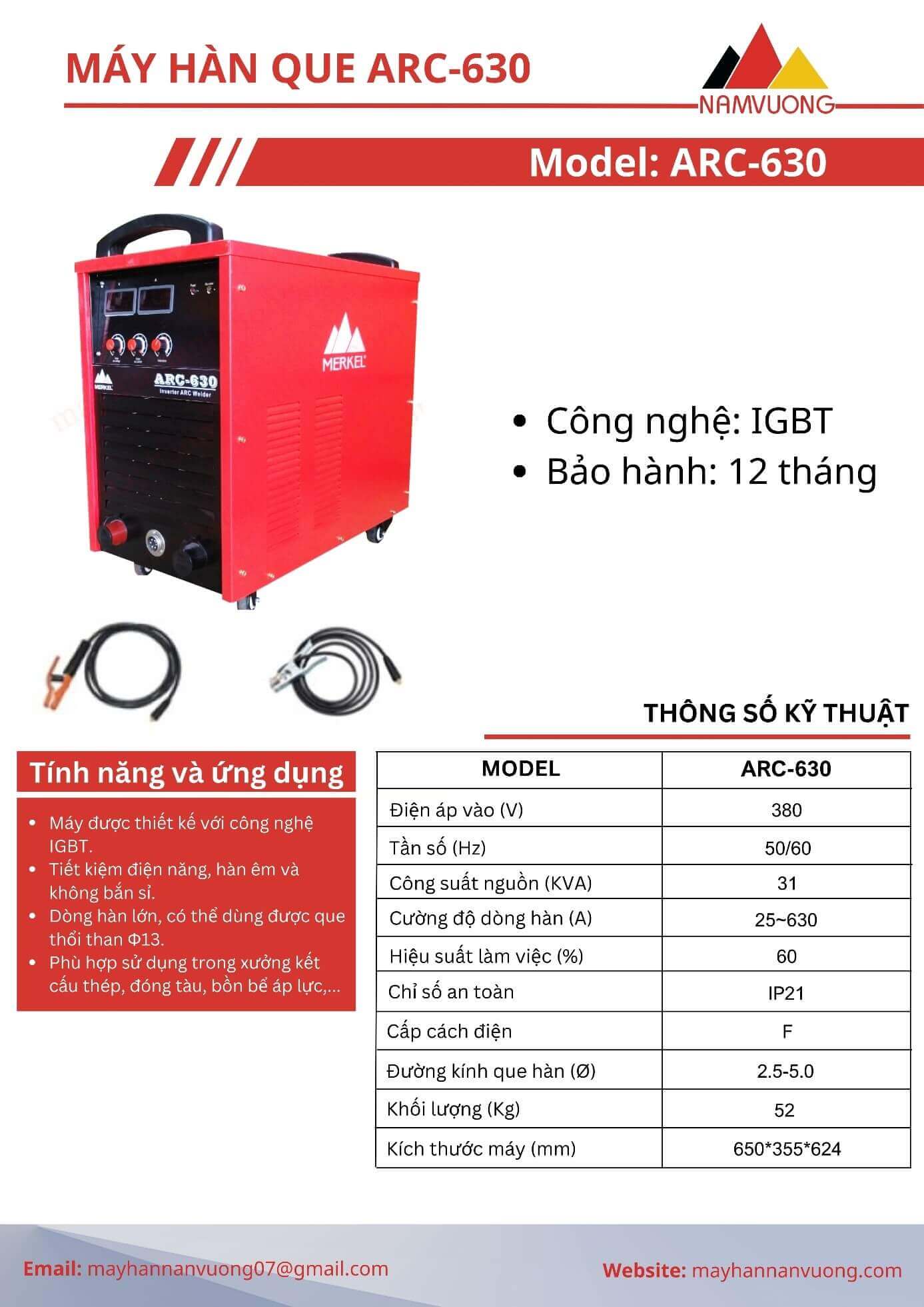 Máy hàn que ARC-630 Merkel