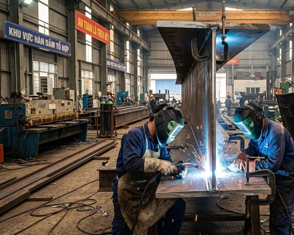 Quy trình chế tạo dầm tổ hợp